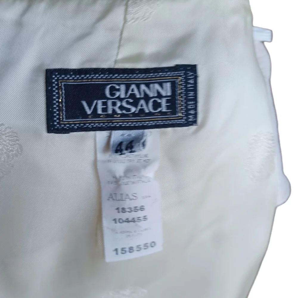 Gianni Versace Womens White Reflective Straight Pencil Skirt Knee Length Size 44 - Picture 9 of 9